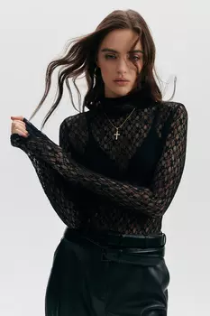 Боди с длинным рукавом из кружева