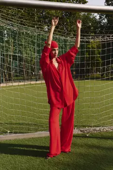 Брюки из жатого хлопка