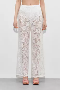 Брюки прямые из кружева