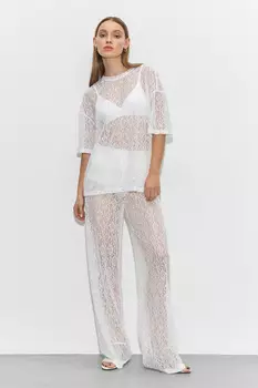 Брюки прямые из кружева