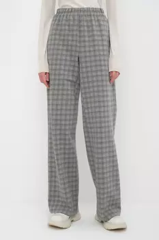 Брюки прямые в клетку из трикотажа