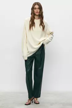 Брюки широкие из экокожи