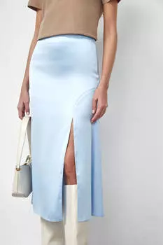 Юбка атласная с разрезом