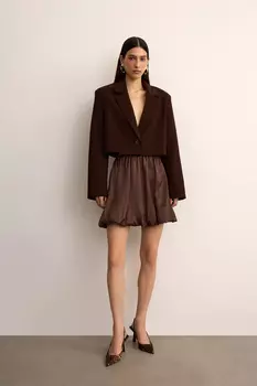 Юбка баллон мини из жатого сатина