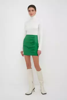 Юбка из экокожи со сборками