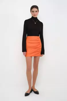 Юбка из экокожи со сборками