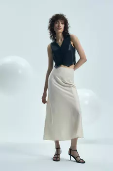 Юбка миди из атласа