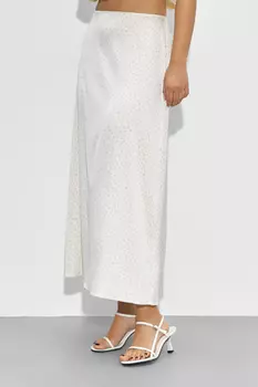 Юбка миди из атласа с принтом