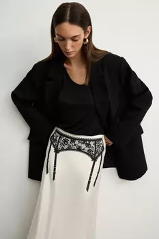 Юбка миди из сатина с принтом “Пояс”