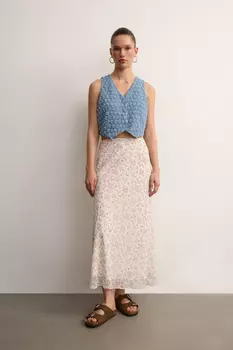 Юбка миди из шифона в цветок