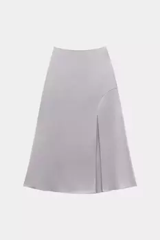 Юбка миди с разрезом из атласа