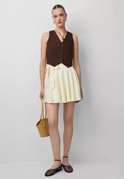 Юбка мини из сатина на завязках