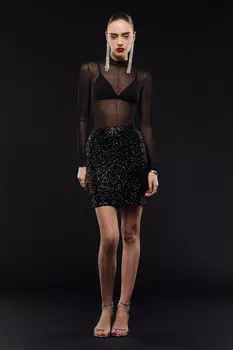 Юбка мини с пайетками