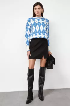 Юбка мини с разрезом