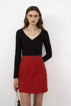 Юбка мини с разрезом