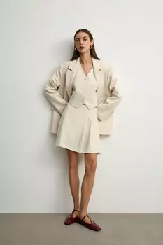 Юбка мини со складками из костюмной ткани