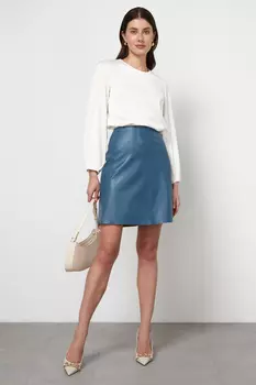 Юбка трапеция из экокожи