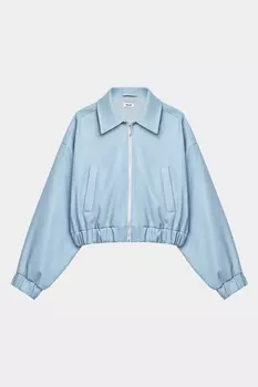 Куртка-бомбер укороченная из экокожи