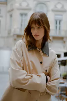 Куртка оверсайз с контрасным воротником