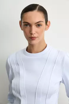 Лонгслив фактурный в рубчик с декоративными полосками