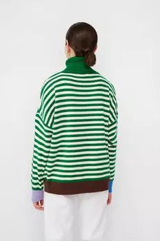 Лонгслив в полоску с цветными манжетами