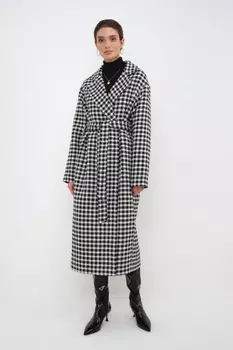 Пальто-халат в гусиную лапку