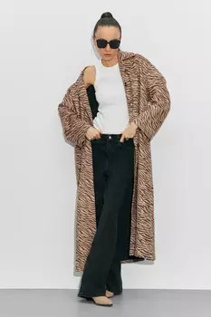 Пальто из замши с принтом