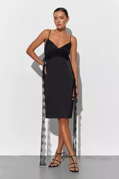 Платье комбинация с кружевным поясом