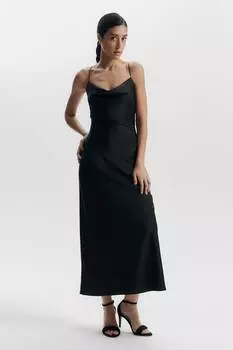 Платье комбинация с открытой спиной из атласа