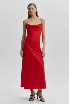 Платье комбинация с открытой спиной из атласа