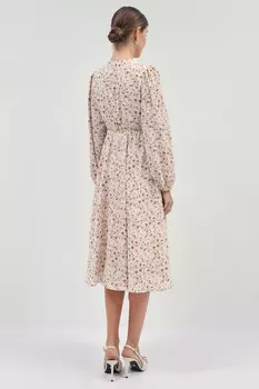 Платье миди из шифона с цветочным принтом