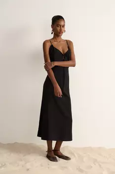 Платье миди из вискозы на бретелях