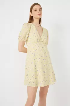 Платье мини с V-образным вырезом