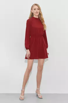 Платье мини с воротником стойкой