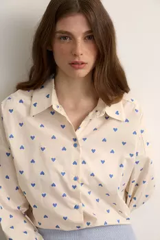 Рубашка оверсайз в сердечко