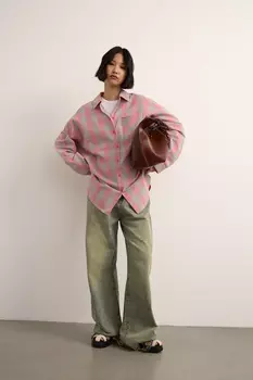 Рубашка в клетку с накладным карманом