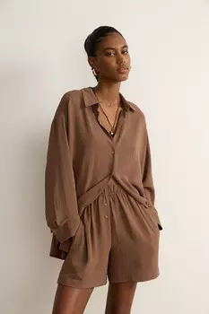 Шорты из жатого хлопка на резинке