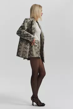 Шорты мини из змеиной экокожи