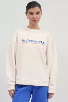 Свитшот с защипами на рукавах и принтом