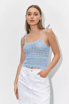 Топ ажурной вязки с завязывающимися бретелями