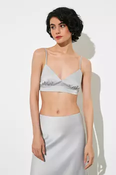 Топ из атласа с поясом под грудью