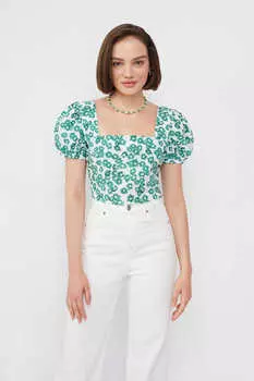 Топ из хлопка с цветочным принтом