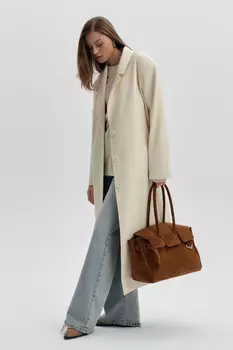 Тренч прямого силуэта из экокожи