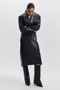 Тренч прямого силуэта из экокожи