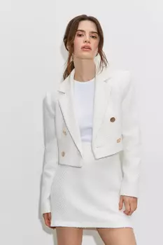 Жакет двубортный из твида