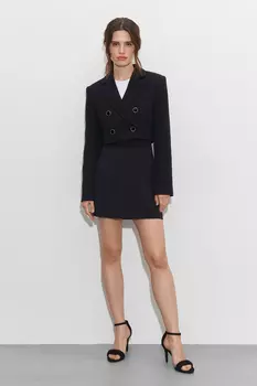 Жакет двубортный из твида