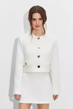 Жакет укороченный из твида с клапанами