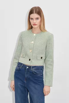 Жакет укороченный из твида с клапанами