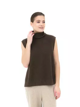 Безрукавка из пуха яка 06093 коричневая XL