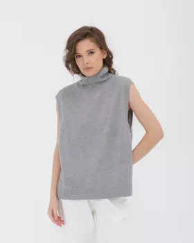 Безрукавка кашемировая 06093 серо-голубая XL